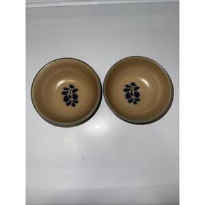 RARE Pfaltzgraff Folk Art 4 1/4" Deep Cereal Bowl set of 2  USA Discontinued
